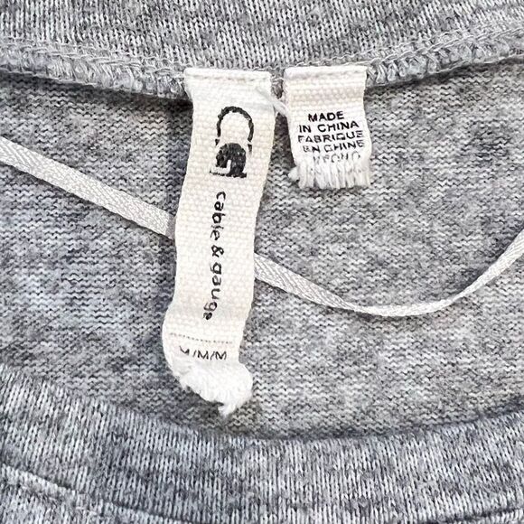 Cable & Gauge Heather Gray Long Sleeve Tie Knot Waist Sweater, Women’s Medium - Picture 4 of 10